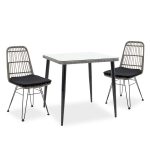 Komplet ushqimi Naoki 3 copë  metal i zi pe gri