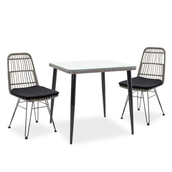 Komplet ushqimi Naoki 3 copë  metal i zi pe gri