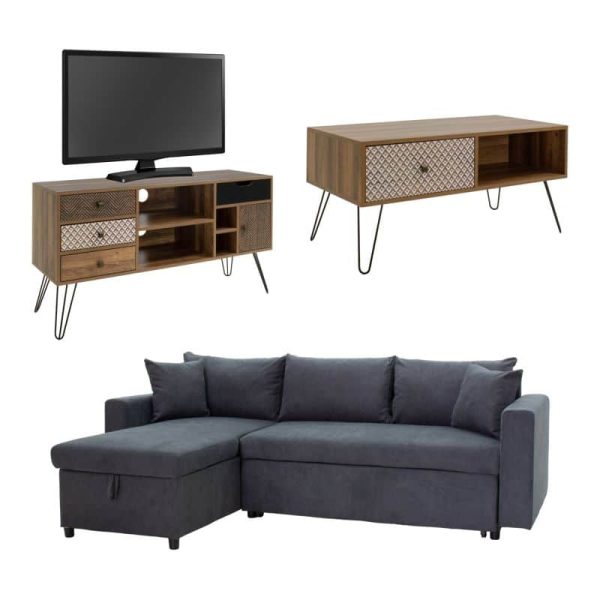 Set studentor Boho 1, mobilje për dhomë të ndenjës, set prej 3 copë.