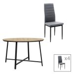 Set ngrënieje Gianno-Parker, ngjyrë natyrale-gri, set prej 5 copë D120x76cm