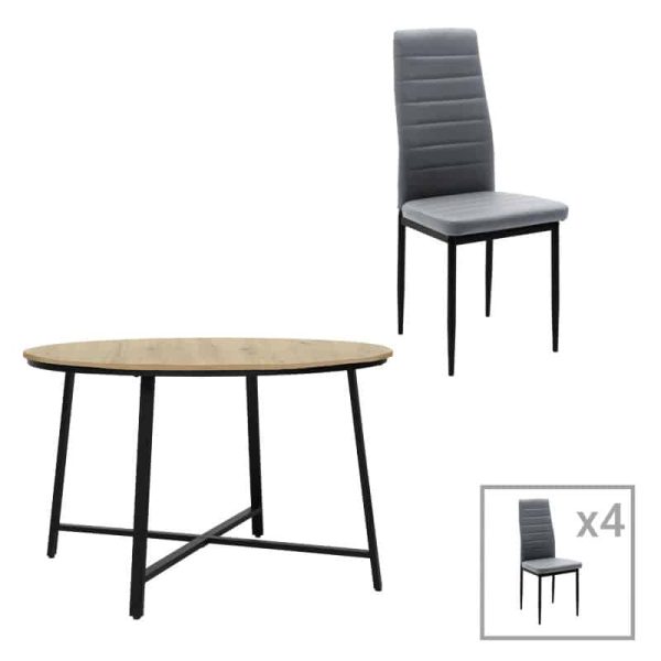 Set ngrënieje Gianno-Parker, ngjyrë natyrale-gri, set prej 5 copë D120x76cm