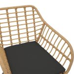 Tavolinë ngrënie Naoki I  set me 5 bastun prej palme kacavjerrëse natyrale-metal i zi-xham 80x80x78cm - Image 6