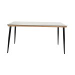 Tavolinë ngrënie Naoki II set  me 5 xhama bastun prej palme kacavjerrëse natyrale-metal i zi-xham 160x90x78cm - Image 7