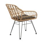 Tavolinë ngrënie Naoki III komplet  me 5 xhama bastun prej palme kacavjerrëse natyrale-metal i zi-xham 160x90x78cm - Image 3