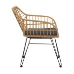 Tavolinë ngrënie Naoki III komplet  me 5 xhama bastun prej palme kacavjerrëse natyrale-metal i zi-xham 160x90x78cm - Image 4