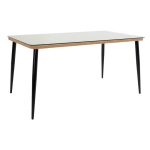 Tavolinë ngrënie Naoki III komplet  me 5 xhama bastun prej palme kacavjerrëse natyrale-metal i zi-xham 160x90x78cm - Image 7