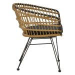 Tavolina e ngrënies Naoki C  komplet me 7 bastun prej palme kacavjerrëse natyrale-metal i zi-xham 160x90x78cm - Image 4