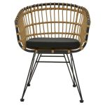 Tavolina e ngrënies Naoki C  komplet me 7 bastun prej palme kacavjerrëse natyrale-metal i zi-xham 160x90x78cm - Image 5