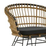 Tavolina e ngrënies Naoki C  komplet me 7 bastun prej palme kacavjerrëse natyrale-metal i zi-xham 160x90x78cm - Image 6