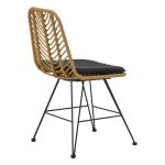 Komplet tavoline ngrënieje Naoki F me 3 xhama bastun prej palme kacavjerrëse natyrale-metal i zi-xham 80x80x78cm - Image 6