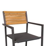 Tavolina e ngrënies Savor-Nares komplet prej 5  antracit alumini dhe kompensatë-rattan në ngjyrë natyrale 140x80x72.5cm - Image 3