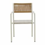 Tavolina e ngrenies Savor-Kliton komplet prej 5  alumini te bardhe dhe bastun prej palme kacavjerrëse me ngjyra natyrale 80x80x74cm - Image 5