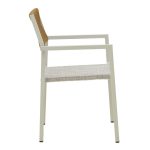 Tavolina e ngrënies Savor-Kliton komplet prej 3  alumini të bardhë dhe bastun prej palme kacavjerrëse në ngjyrë natyrale 80x80x74cm - Image 4