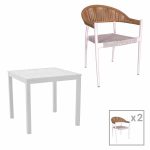 Tavoline ngrenie Kliton - Set Elation prej 3 alumini ne nuance te bardhe 80x80x74cm