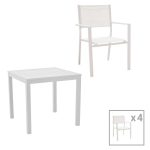 Tavoline ngrenie Kliton - Set Moly prej 5 alumini ne nuance te bardhe 80x80x74cm