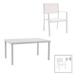 Komplet tavoline ngrenie Kliton-Moly prej 5  alumini ne nuance te bardhe 150x80x74cm