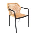 Tavolina e ngrënies Nares-Lush komplet alumini antracit 7  dhe kompensatë në nuancë natyrale 180x90x72.5cm - Image 6