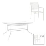 Komplet tavoline ngrënieje Valor-Confidence me 5  metal të bardhë 140x80x70cm