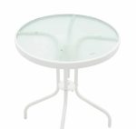 Tavolinë kopshti Valor-Confidence B, set prej 3 copë, metal në nuancë të bardhë D60x70cm - Image 4