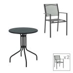 Tavolina e ngrënies Vergo-Confidence set 3  metal në nuancë të zezë D60x70cm