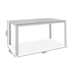 Tavolina e ngrënies Nares-Glisten Set me 5  alumini të bardhë dhe kompensatë në nuancë natyrale 140x80x72.5cm - Image 7