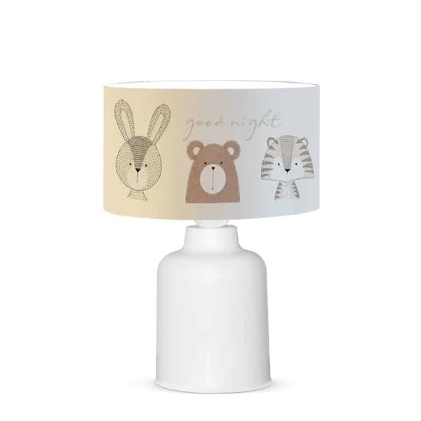 Llamba e tavolinës për fëmijë PWL-1099  E27 bardhë-gri-kafe D24x32cm