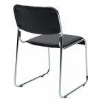 Karrige zyre për vizitorë Asher, PU e zezë, këmbë ngjyrë krom - Image 2