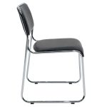 Karrige zyre për vizitorë Asher, PU e zezë, këmbë ngjyrë krom - Image 3