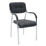 Karrige zyre për vizitorë Florida, PVC e zezë, këmbë ngjyrë krom