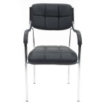 Karrige zyre për vizitorë Florida, PVC e zezë, këmbë ngjyrë krom - Image 4