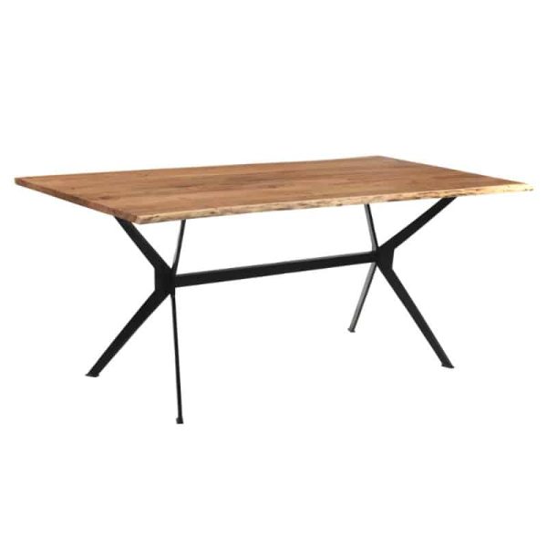 Tryezë e hollë akacie druri druri arrë-këmbë e zezë 160x85x74.6cm