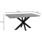 Tryezë e hollë akacia druri të ngurta arrë-këmbë e zezë 180x90x75.6cm - Image 5