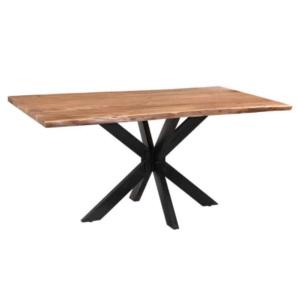 Tryezë e hollë akacia druri të ngurta arrë-këmbë e zezë 180x90x75.6cm