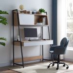 Tavolinë pune Jersey, melaminë në nuancë të bardhë-natyrale dhe metal antracit 124x54x171cm - Image 2