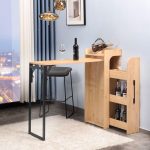 Tavolinë mini bari Winely, me melaminë në hije natyrale dhe metal i zi 122x44.5x108cm - Image 2