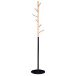 Coat Stand Luca  metal black-natural D37x170cm