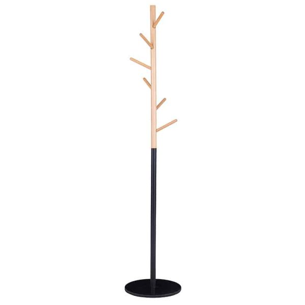 Coat Stand Luca  metal black-natural D37x170cm