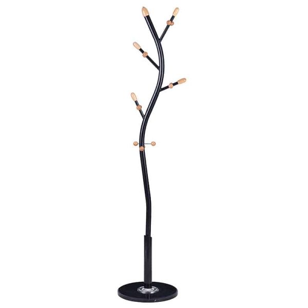 Coat Stand Sergio  metal black-natural D37x171cm