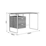 Tavolinë për zyre me sirtarë Clarity,e veshur me melamine ngjyrë arrë, metal i zi, 120x75x75cm - Image 4