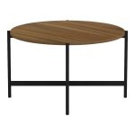 Tavolinë kafeje, me melamine ngjyrë arre-këmbë të zeza , D80x45cm - Image 2