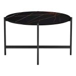 Tavolinë kafeje rresht, melaminë e zezë mermer-metal i zi, D80x45cm - Image 3