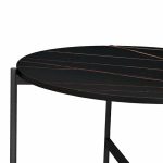 Tavolinë kafeje rresht, melaminë e zezë mermer-metal i zi, D80x45cm - Image 5