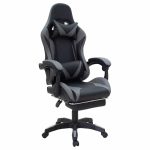 Karrige gaming me mbështetëse këmbësh Moza, PU e zezë-gri - Image 2