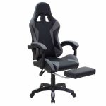 Karrige gaming me mbështetëse këmbësh Moza, PU e zezë-gri - Image 3