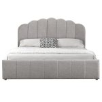 Krevat i dyfishtë Tatiana  pëlhurë gri të lehtë me magazinim 160x200cm - Image 3