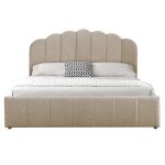 Krevat i dyfishtë Tatiana  pëlhurë beige me magazinim 160x200cm - Image 3