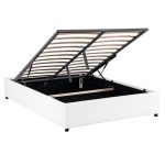 Krevat i dyfishtë Circe  PU i bardhë me magazinim 150x200cm - Image 3