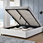 Krevat i dyfishtë Circe  PU i bardhë me magazinim 150x200cm - Image 5