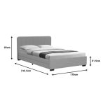 Krevat çift me sirtarë Veloty, stof gri 150x200cm - Image 5