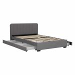 Krevat çift me sirtar Veloty, stof gri i errët 150x200cm - Image 2